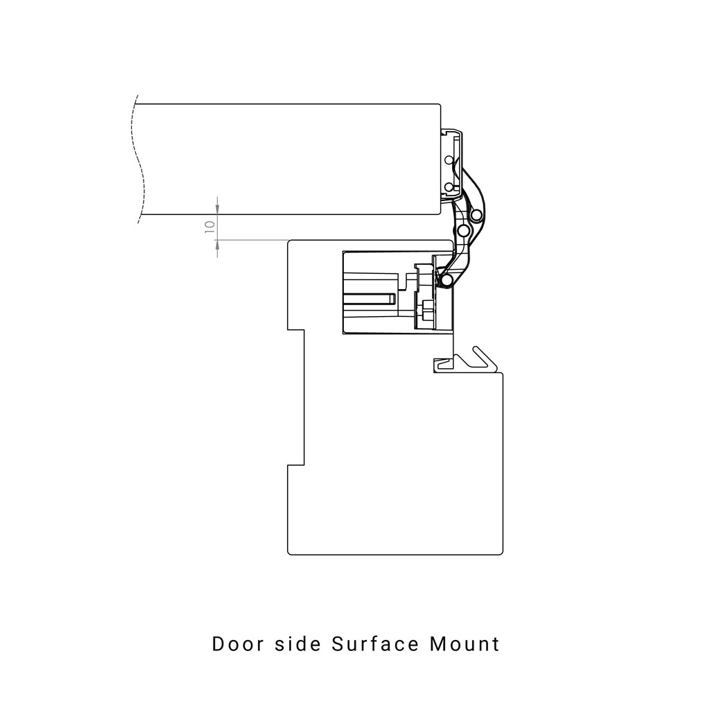 Fully opened door, with space between door and doorframe for installation of cladings and skirting boards.